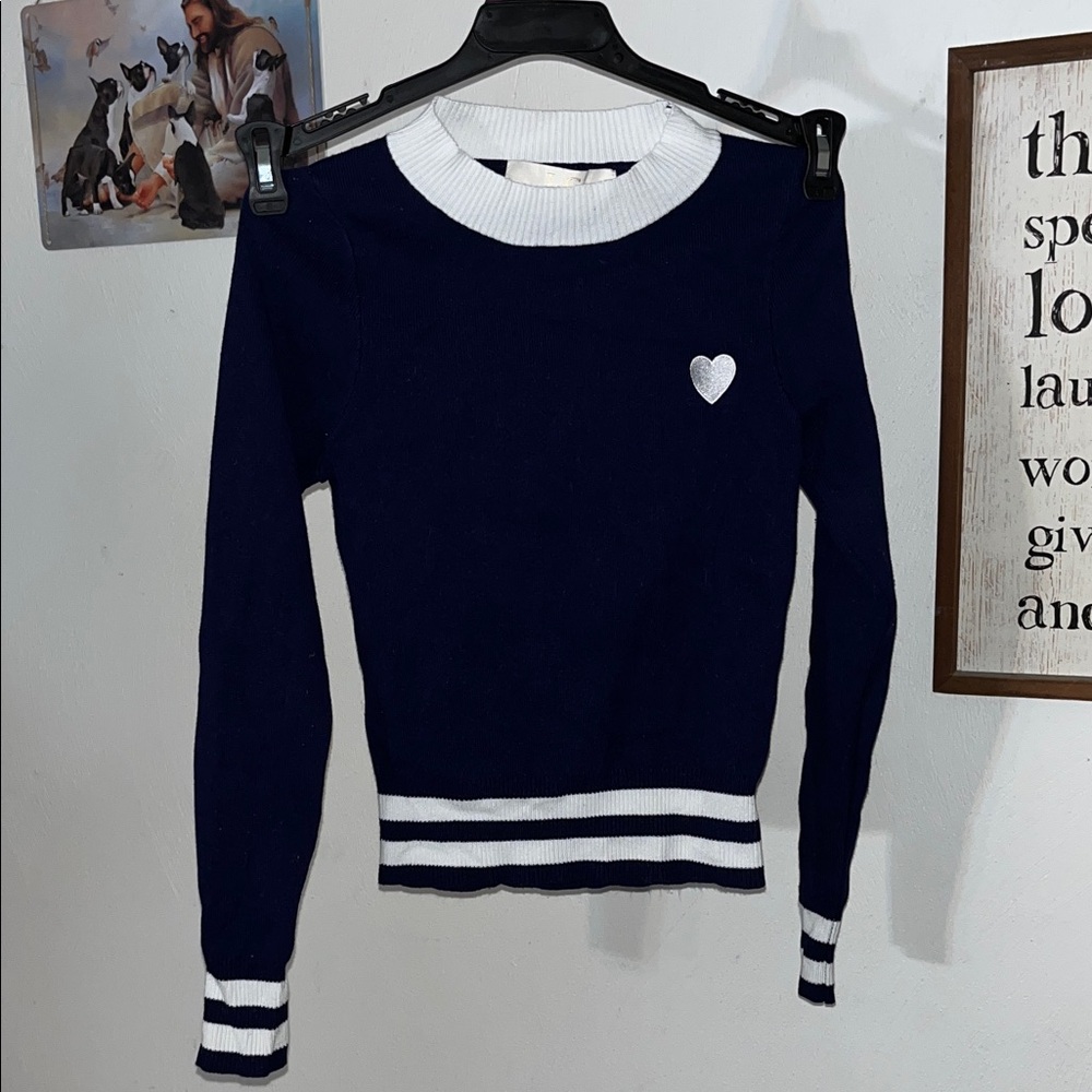 Chic Navy and White Women's Sweater